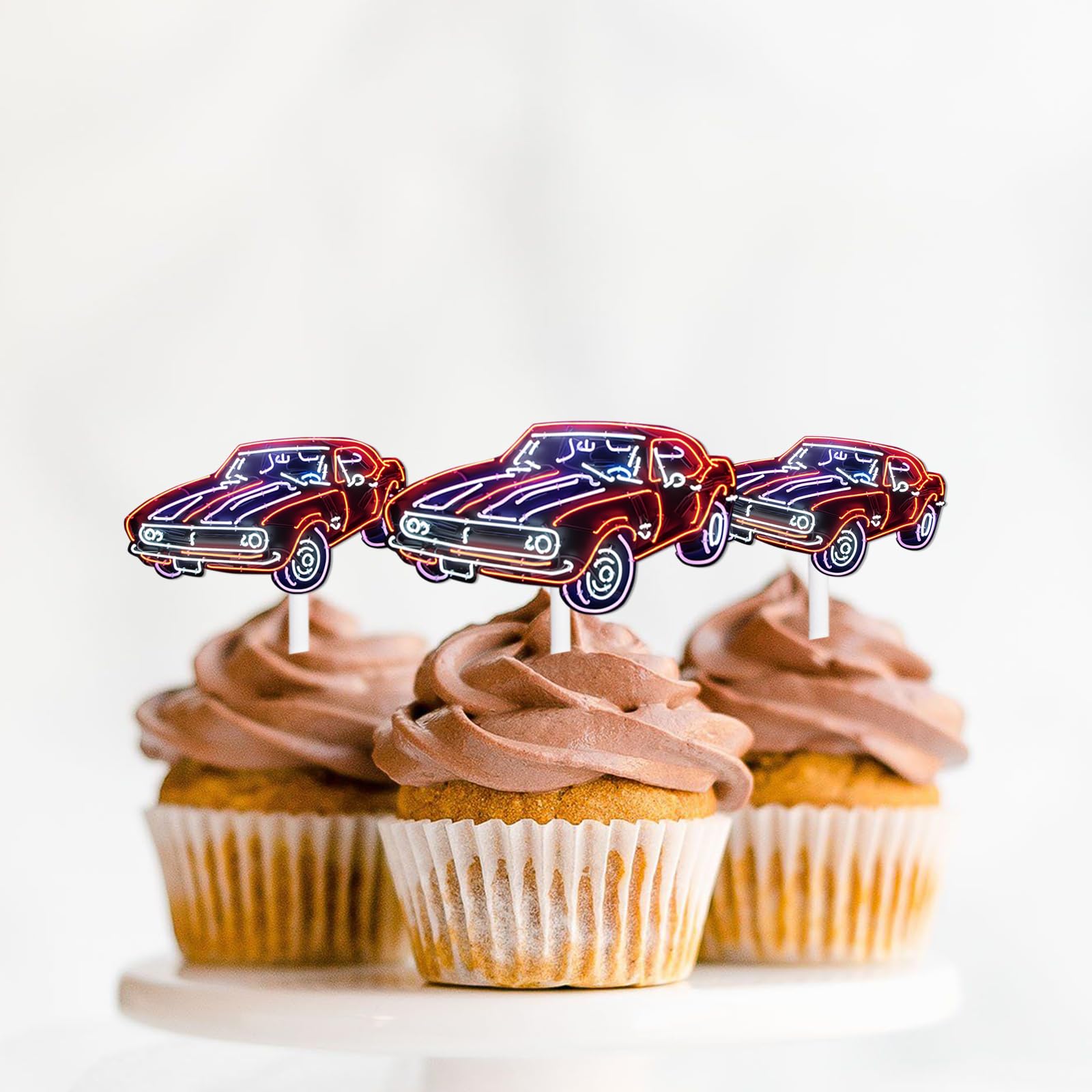 Ice Cream & Fruit Cupcake Toppers - 18pcs Glitter Birthday Party Decorations