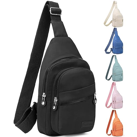 Small Sling Backpack Crossbody Sling Bag for Women, Chest Bag Daypack Fanny Pack Cross Body Bag for Outdoors Hiking Traveling - Black