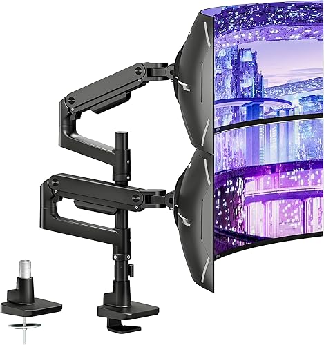 Miniatura 1 de ARES WING Soporte de escritorio con brazo de doble monitor para monitores ultraanchos de 17 a 49 pulgadas, soporte de monitor doble resistente con