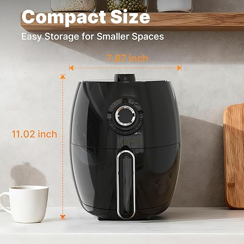 Miniatura 7 de Freidora de aire compacta pequeña, 2.1 cuartos de galón, 4 en 1 pequeña mini freidora de aire compacta, hornear, asar, recalentar, 98% menos de