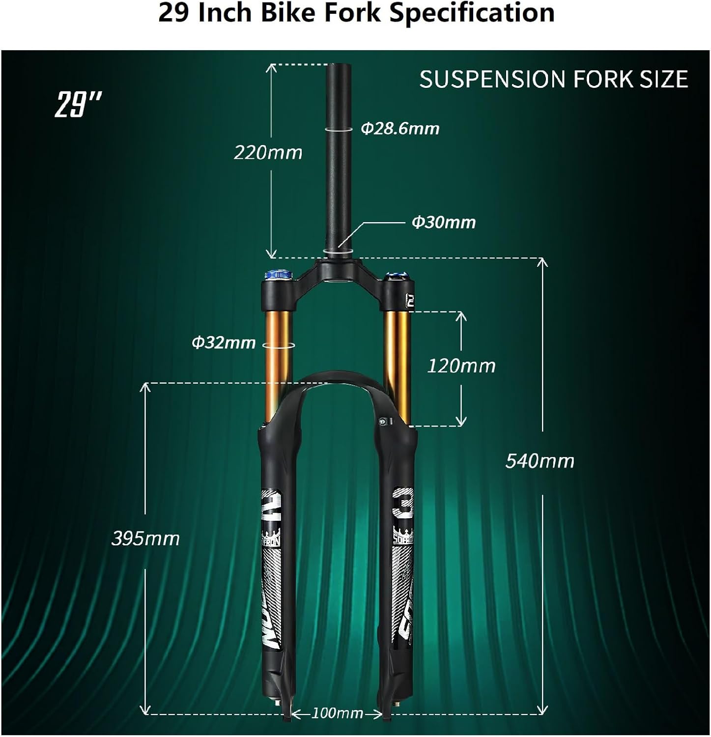 Ultra-Lightweight MTB Suspension Fork Travel 100mm, 28.6mm Straight Tube Aluminum Alloy Mountain Bike Front Forks