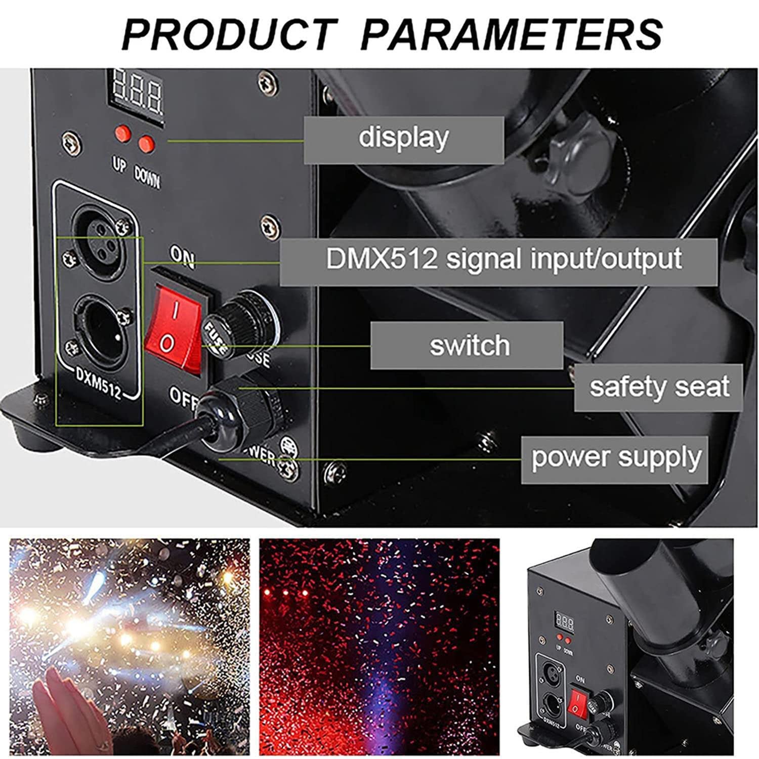 Lanceur de Confettis Professionnel - Machine Électrique Portative, Pistolet à Accessoires d'Atmosphère, Canon pour Party, Mariage, Scène et Événements