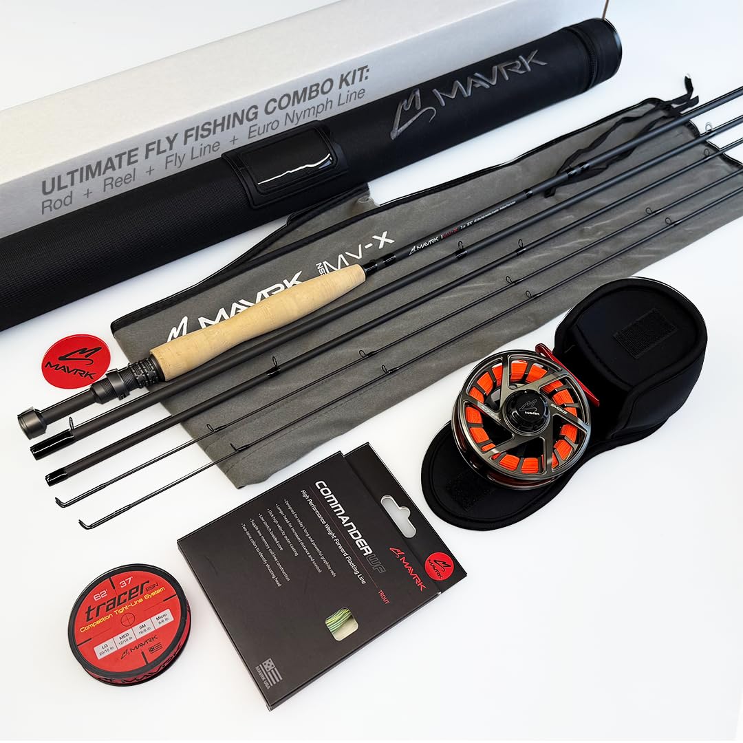 Mavrk Fly Fishing Combo - MV-X ESN Rod + Smoke ESN Reel + Commander WF Floating Line + Tracer 37 Euro Nymph Line - Complete Trout System