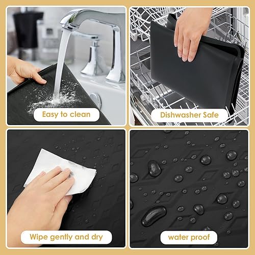 Miniatura 7 de Alfombrilla protectora superior para lavadora y secadora, 1 unidad, almohadilla de silicona de 25.6 x 23.6 pulgadas, antideslizante, resistente,