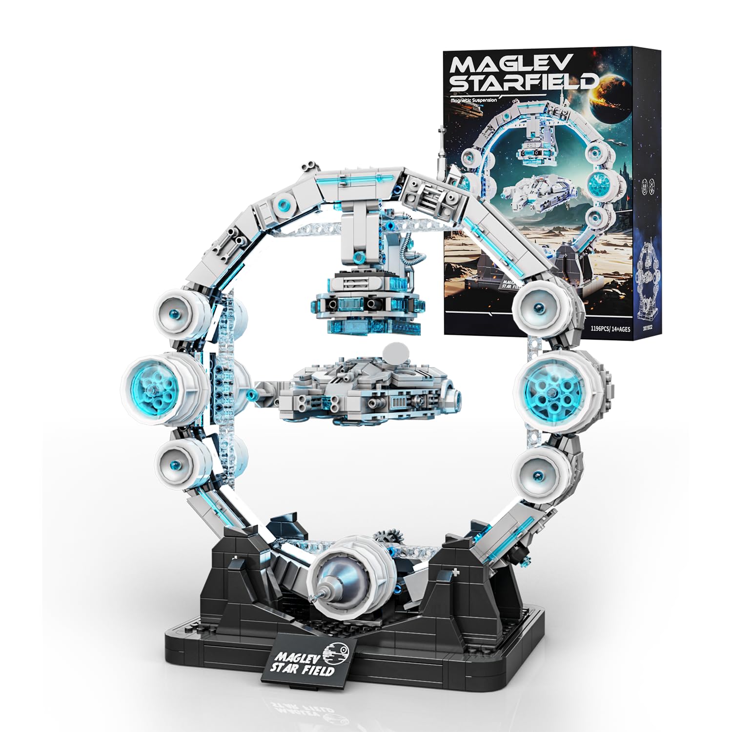 muuchuu Spaceship Building Set for Adults Magnetic Floating Starship Toy with Light