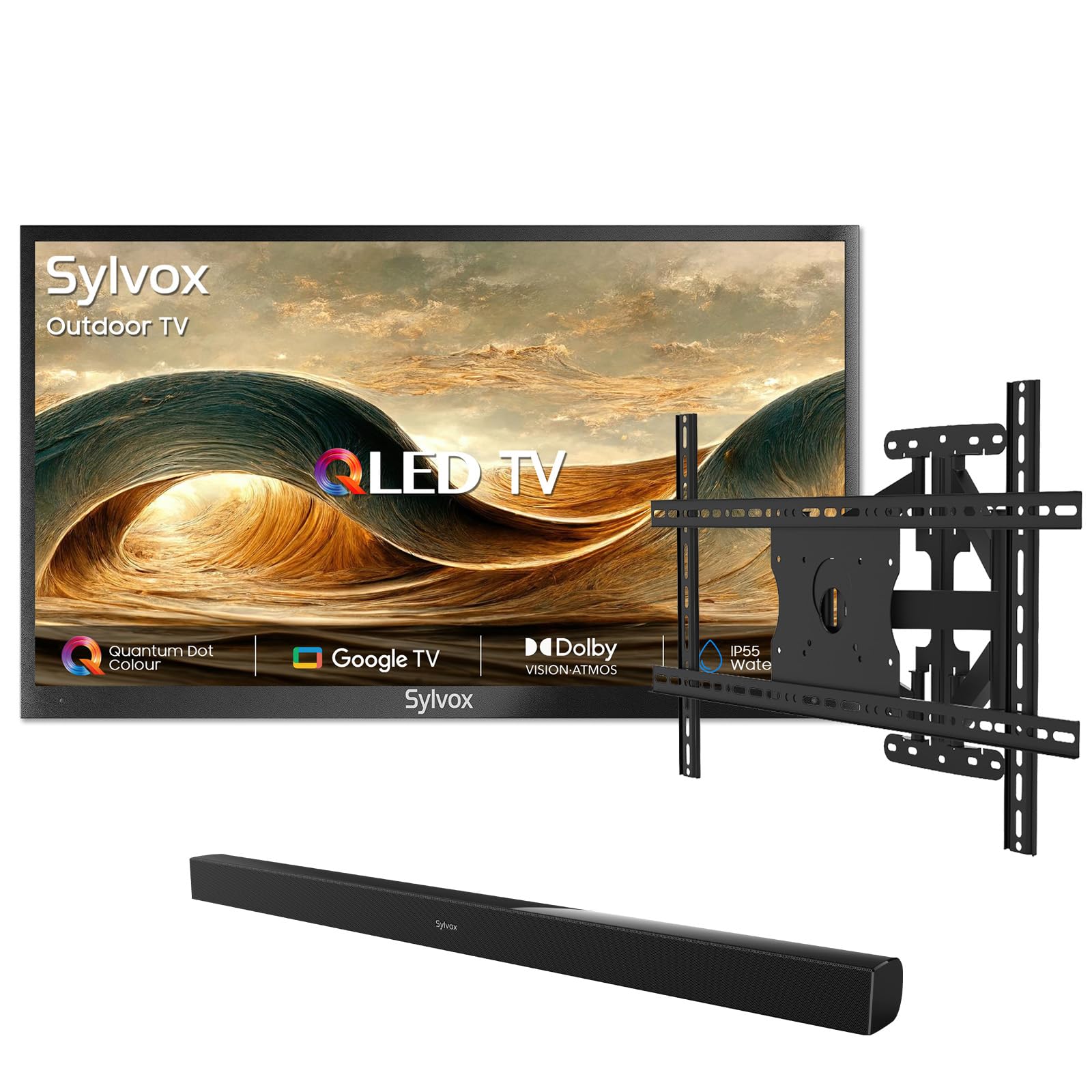 T.V Amazon.com: SYLVOX Outdoor TV with Soundbar & Wall Mount