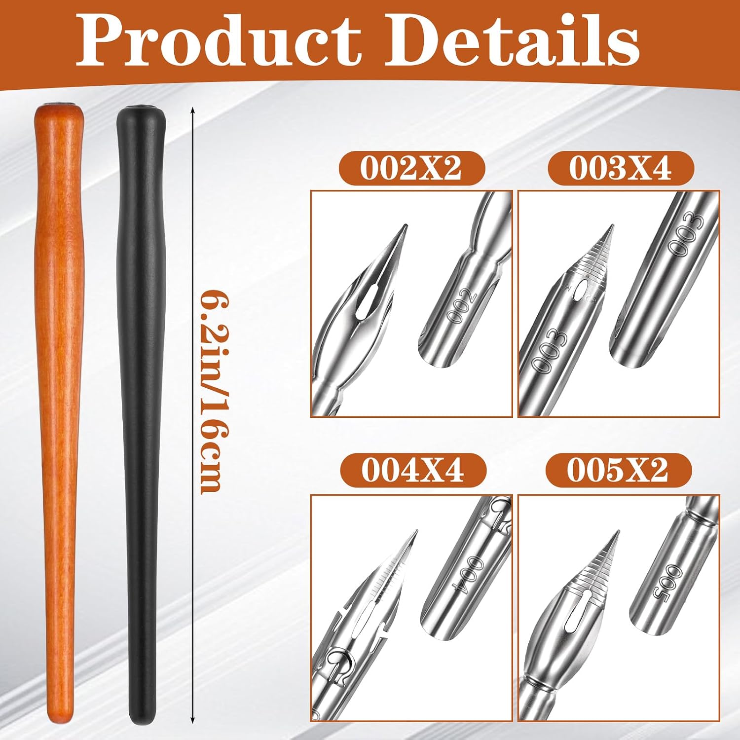 Guduling 14 Pcs Dip Pen Set,2 Wooden Dip Pens Holder + 12 Stainless Steel Calligraphy Dips Pen Nibs for Calligraphy, Comic Inking & Art Drawing, Gift for Artists & Writers