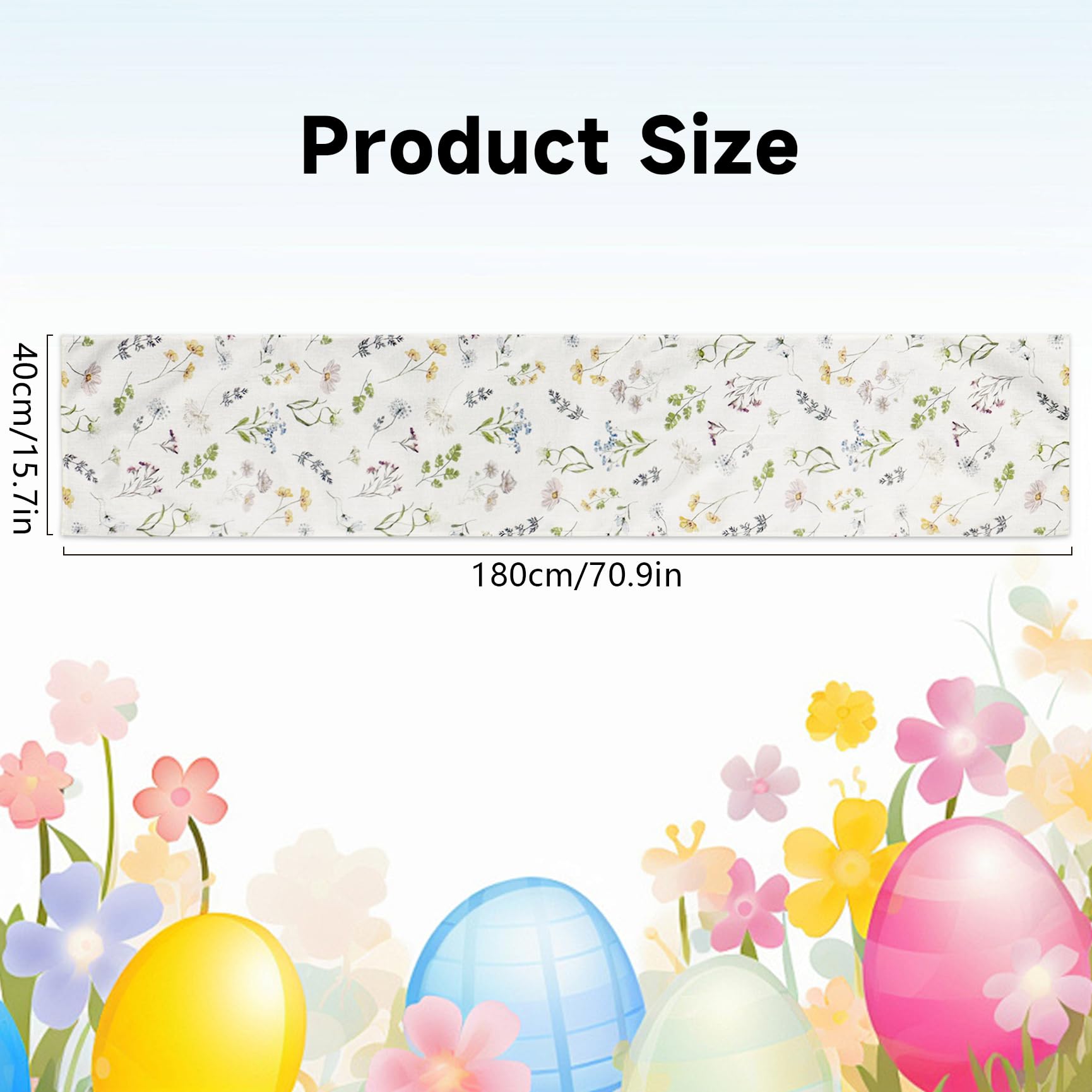 Spring Table Runner, Linen Flower Table Runner Seasonal Spring Kitchen Dining Table Decoration for Home Party Decor 40 x 180cm — view 2