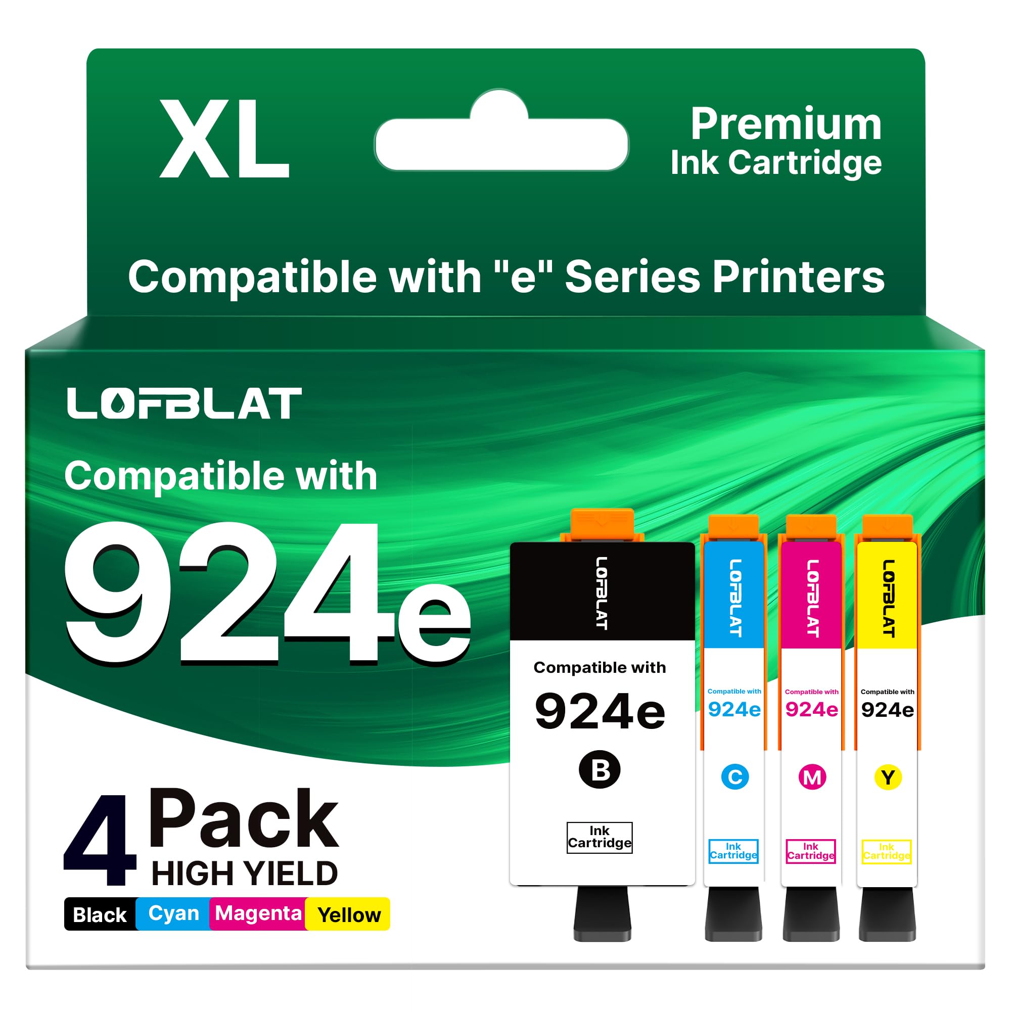 LOFBLAT 924e 924XL Cartouche pour HP 924 Pack de 4 Cartouches pour HP 8132e