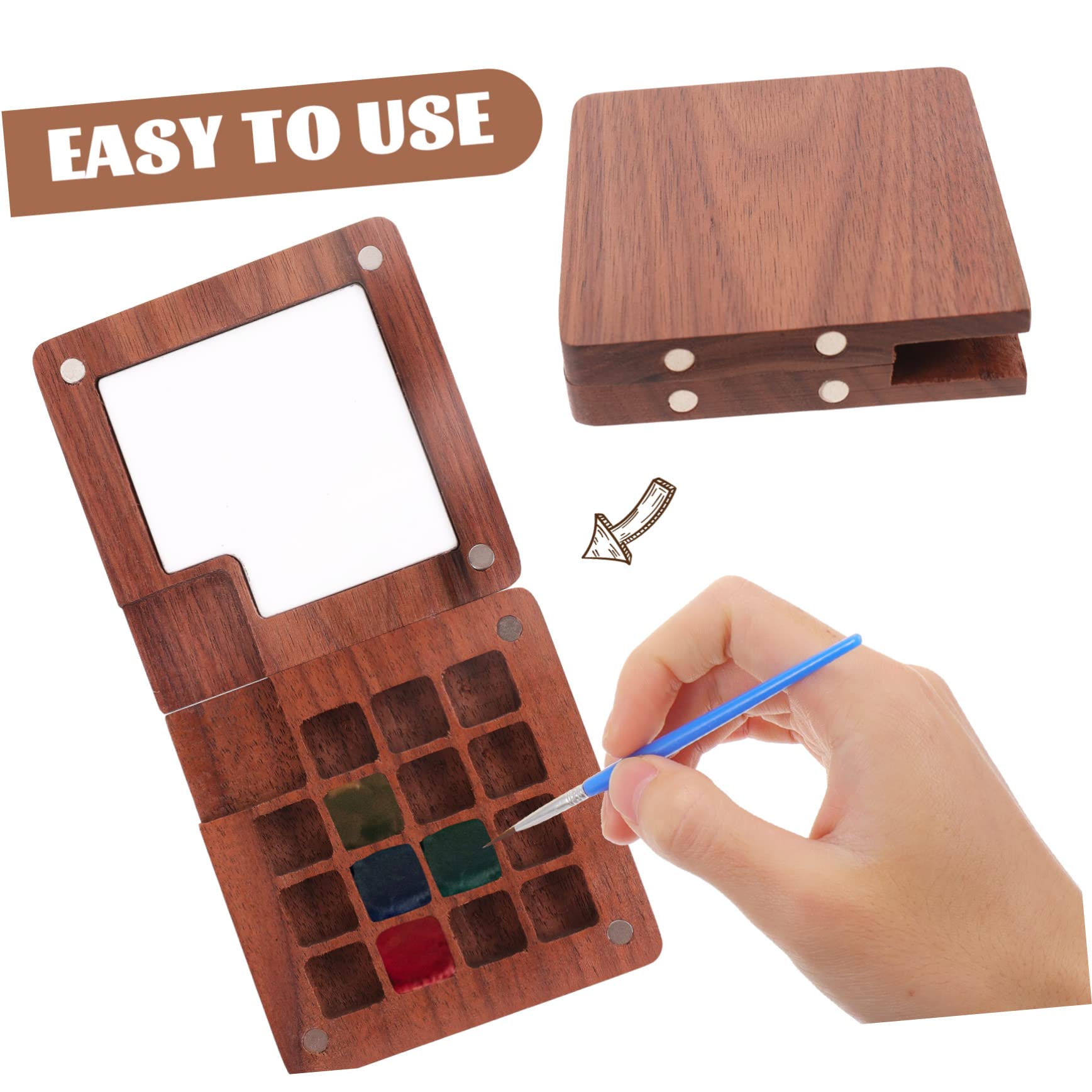 EXCEART 4stücke Wasserfarbenkasten Aus Schwarzem Walnussholz Farben Pigmentbox Mit Fächern Für Aquarellfarben Und Mischpalette Für Künstler Und Hobbyisten