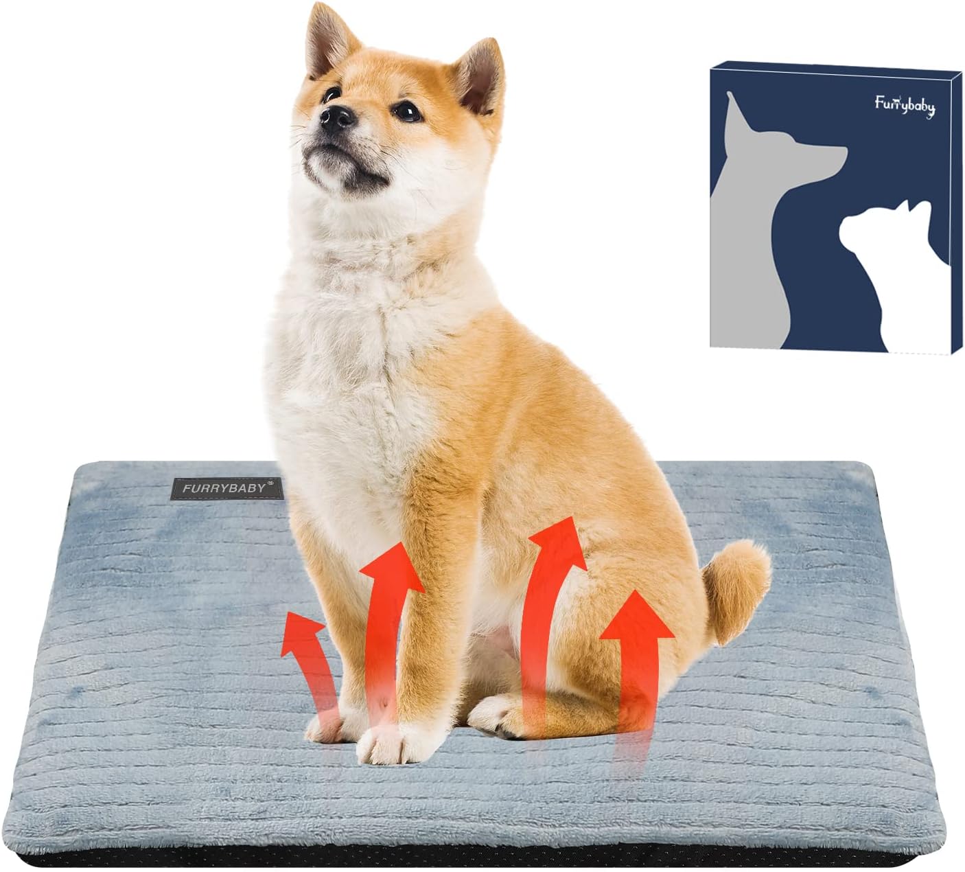 furrybaby Dog Crate Mat, Kennel Pad Cat Self Heating Pads with Removable Cover, Non Electric and Anti Slip Protection, Self Warming Bed for Indoor Puppy Kitty Dogs Cats