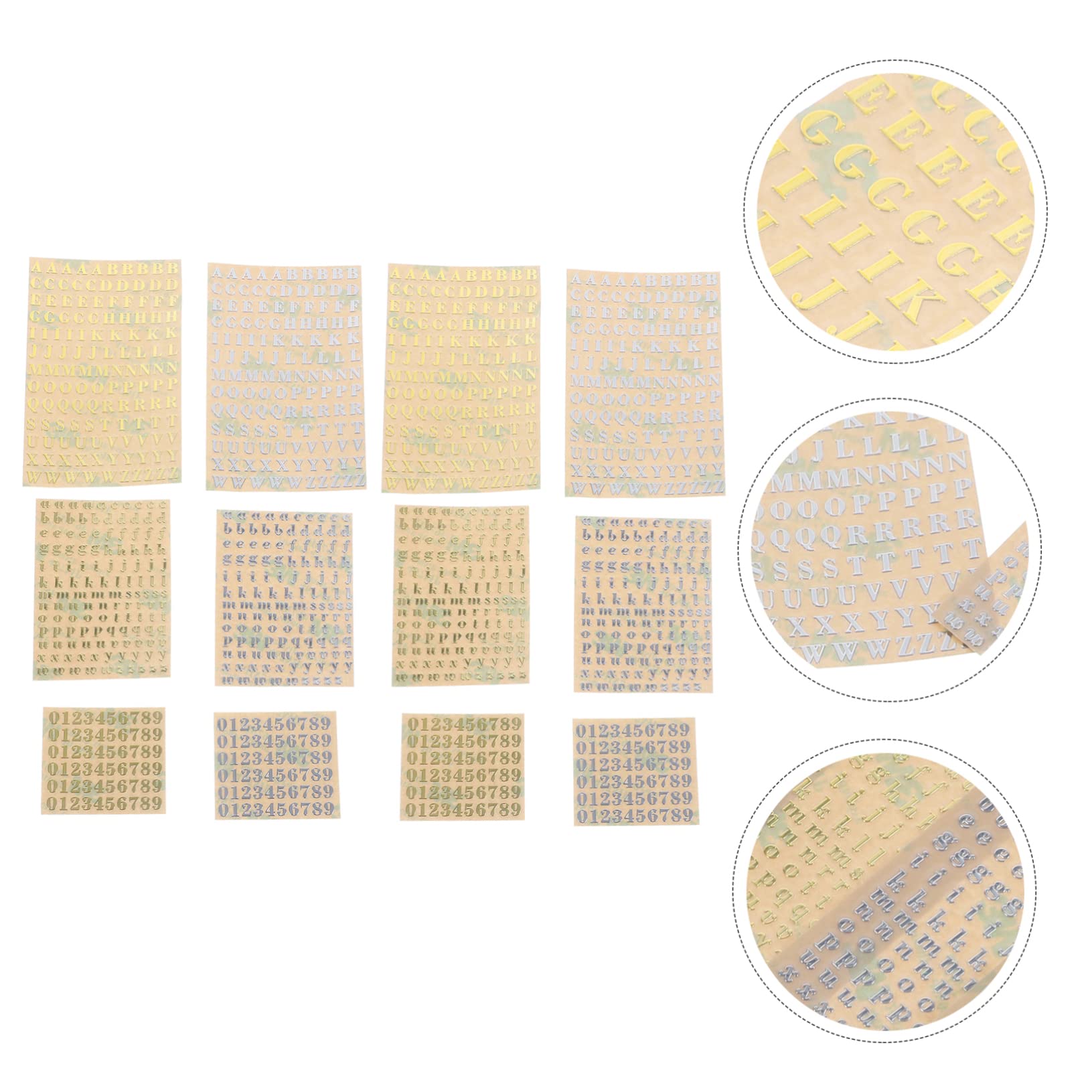 SEWACC 60feuilles Stickers Autocollants Lettres Et Chiffres Métalliques De Lettres Alphabet Et Numéros Adhésifs Pour Scrapbooking Et Décoration Mix De Styles