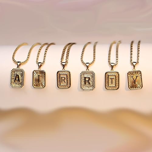 Miniatura 8 de Initial A-Z Letter Pendant Necklace for Men Women Sterling Silver Plated Letter Necklaces for Men 2.5mm Box Necklace Chain 20 Inch