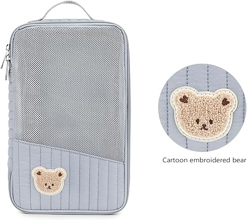 Miniatura 4 de MOMIGO Bolsas organizadoras para pañales para bebé, paquete de 2 bolsas impermeables para colgar pañales, bolsa de malla de oso de conejo,