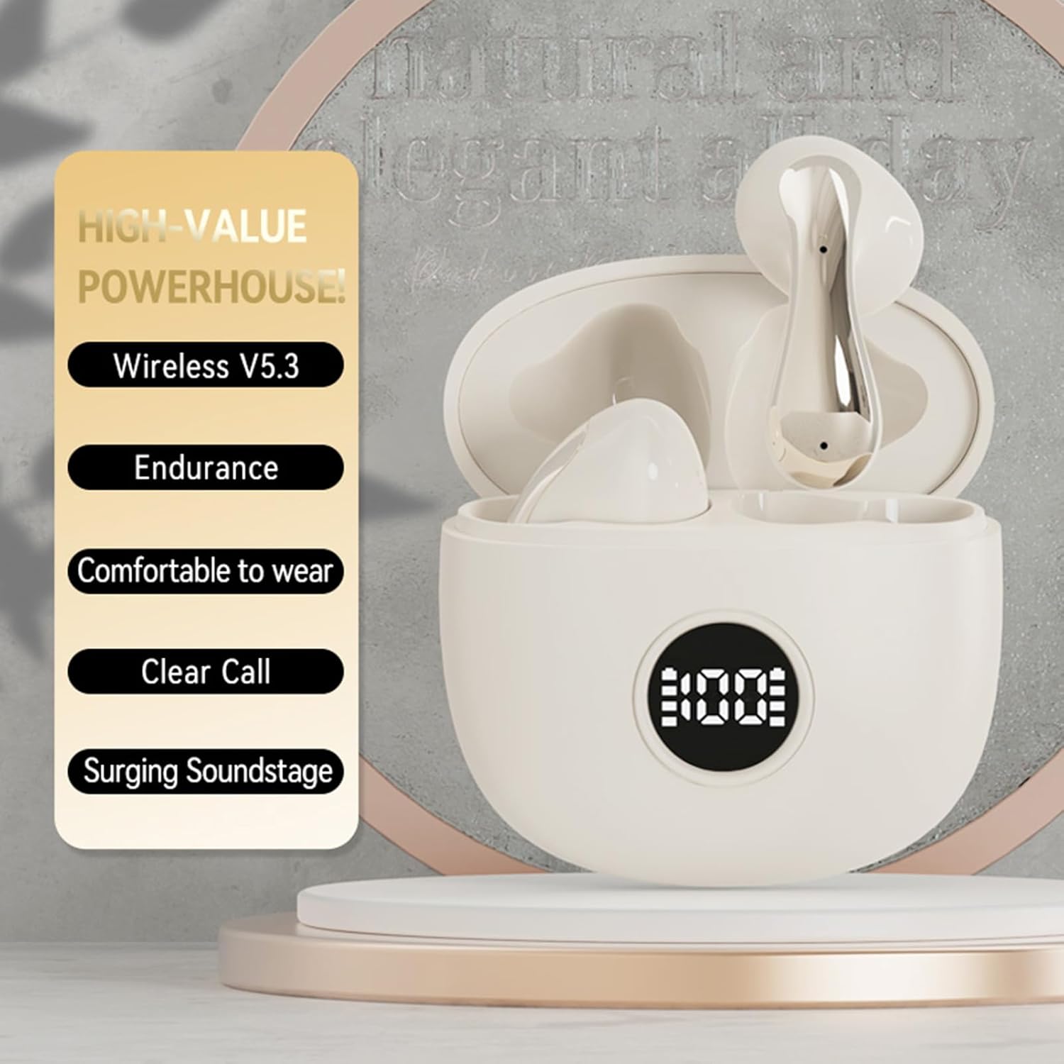 2024 Version True Wireless Bluetooth Earbuds with Charging Case Compatible with Apple & Android, Dual Connect, Built-in Microphone, Stereo Sound in-Ear Bluetooth Headphones Headset - Model 45