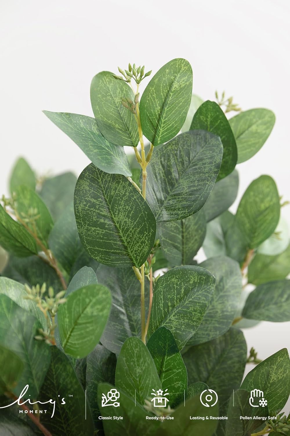 Ling's moment Artificial Plants Eucalyptus Seeds Branches,6Pcs 12" Tall Fake Greenery Filler w/Stems, Realistic Texture Spray Plant Decor for Wedding Bouquets/Table Centerpieces, Room/Office/Outdoor