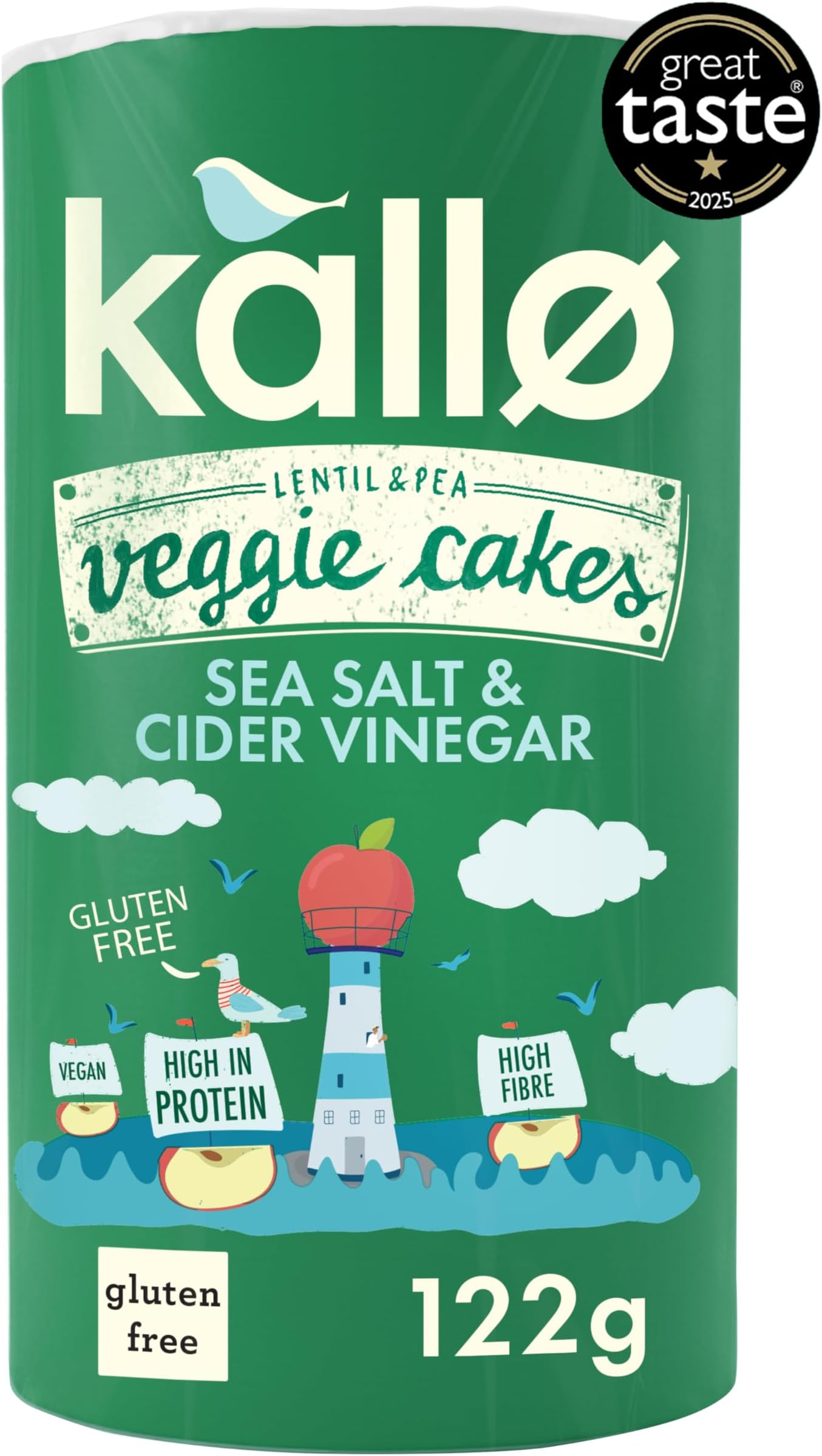 Salt & Vinegar Veggie Cakes, Lentil & Pea Puffed Crackers Made From Plants, Low Fat Healthy Snacks for Adults & Children, Vegan Friendly, Gluten Free, Single Pack – 1 x 122g