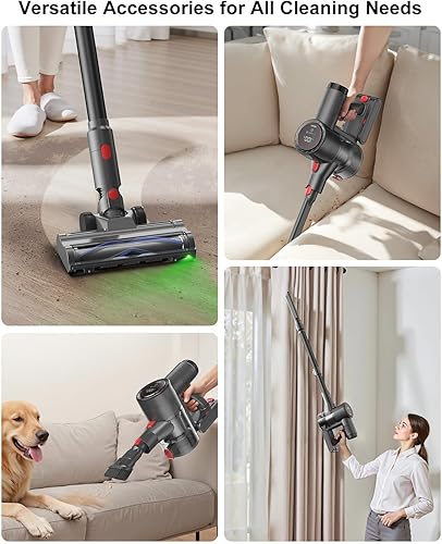 Miniatura 8 de Aspiradora inalámbrica, aspiradora de palo recargable, potente aspiradoras ligeras de succión para el hogar, antienredos, autoportante para pelo de