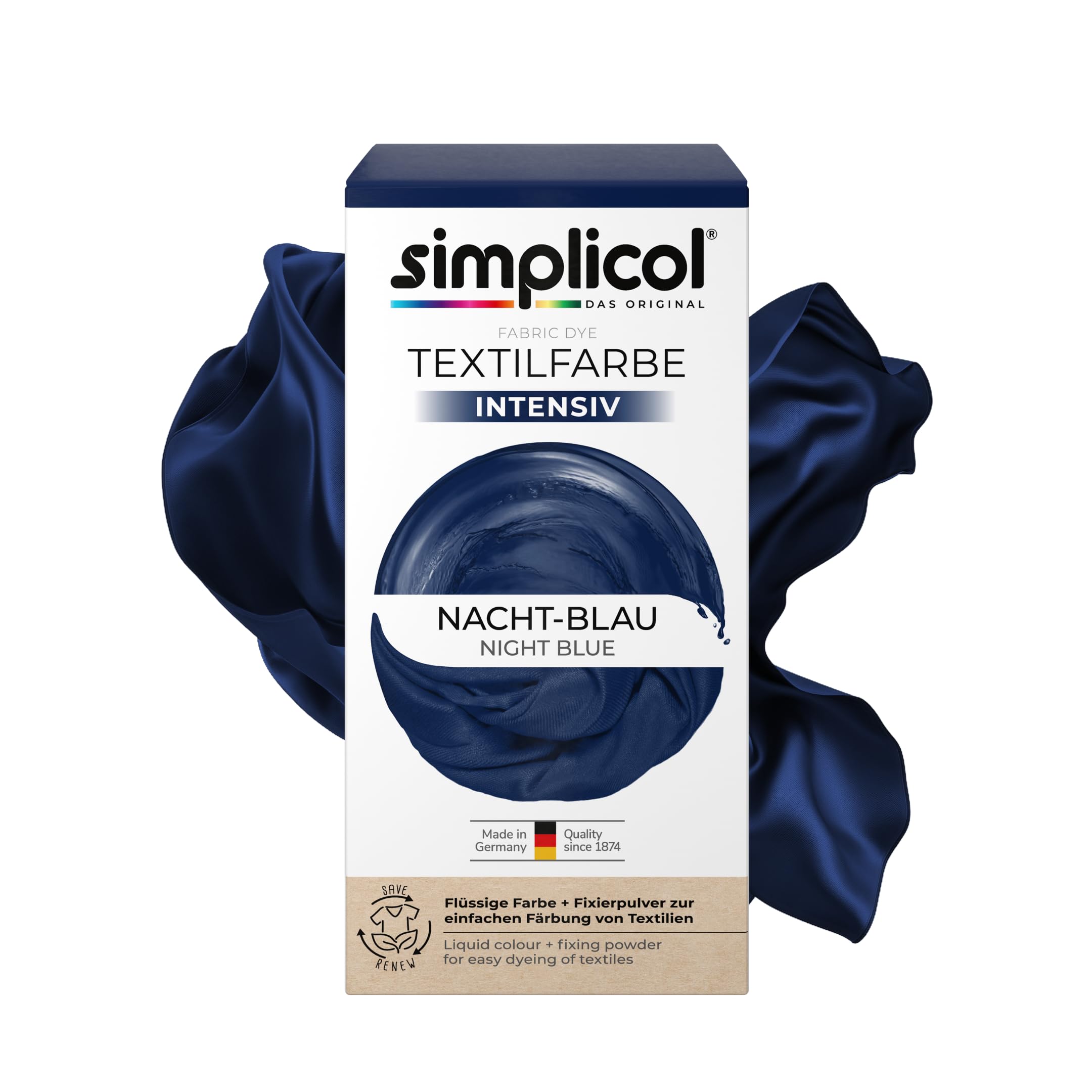 Fabric Dye Intense Blue Fabric Dye Kit Washing Machine Garments & Fabrics, Contains Liquid & Fixing, Fabric Dye Safe for You & Your Lavatric