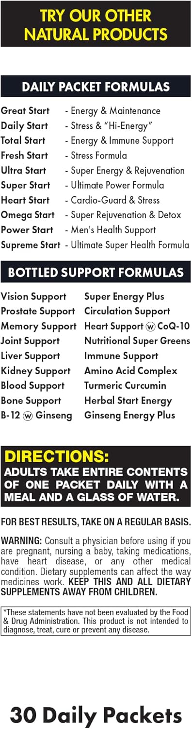 Power Start All-in-One Men's Daily Vitamin Pack - Men’s Vitality & Stamina - Tongkat Ali, Tribulus, Maca Root, L-Arginine & Saw Palmetto - 30 Day Supply