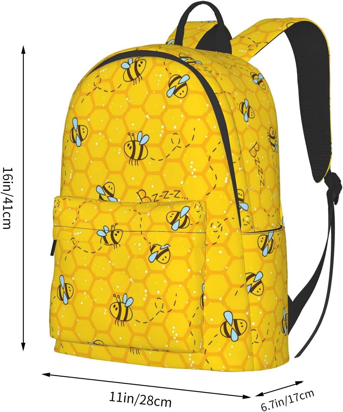 16 inch backpack Cute Cartoon Bee Honeycomb Laptop Backpack Full Print School Bookbag Shoulder Bag for Travel Daypack