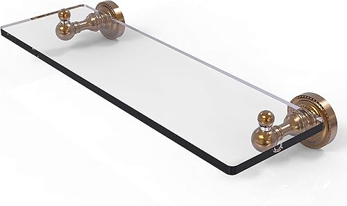 Allied latón dottingham SingleEstante de vidrio, Vidrio, Bronce cepillado, 16 - pulgadas