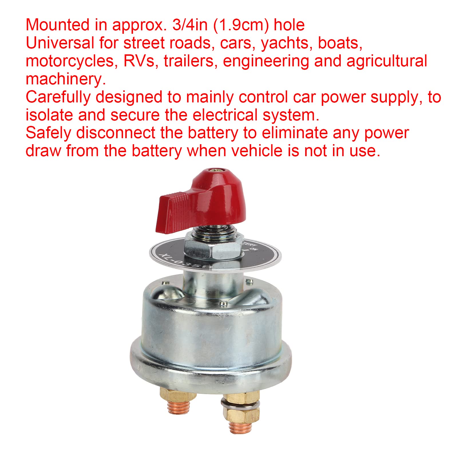 Nutriess Battery Disconnect Switch 300A 24 48V Universal Power Shut Off for Cars Yachts Boats Motorcycles Enhanced Safety