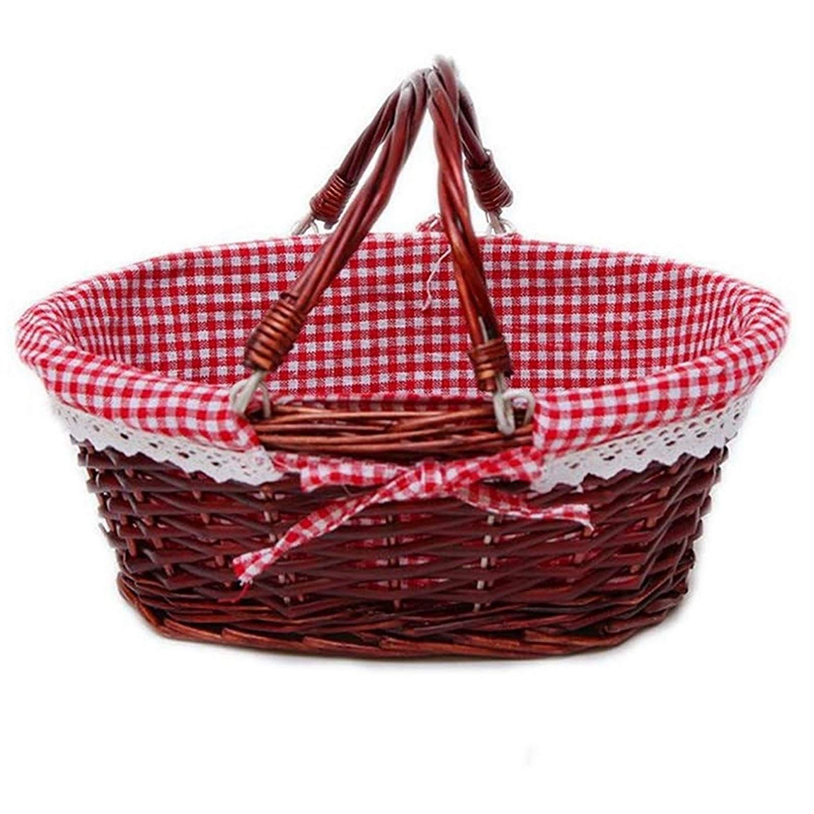 Cestini Portaoggetti Cestino del regalo del cesto di vimini ovale con manico Cesto del vino del cestino del cestino del cestino del picnic, senza copertura Cestino da picnic con fodera lavabile Scatol