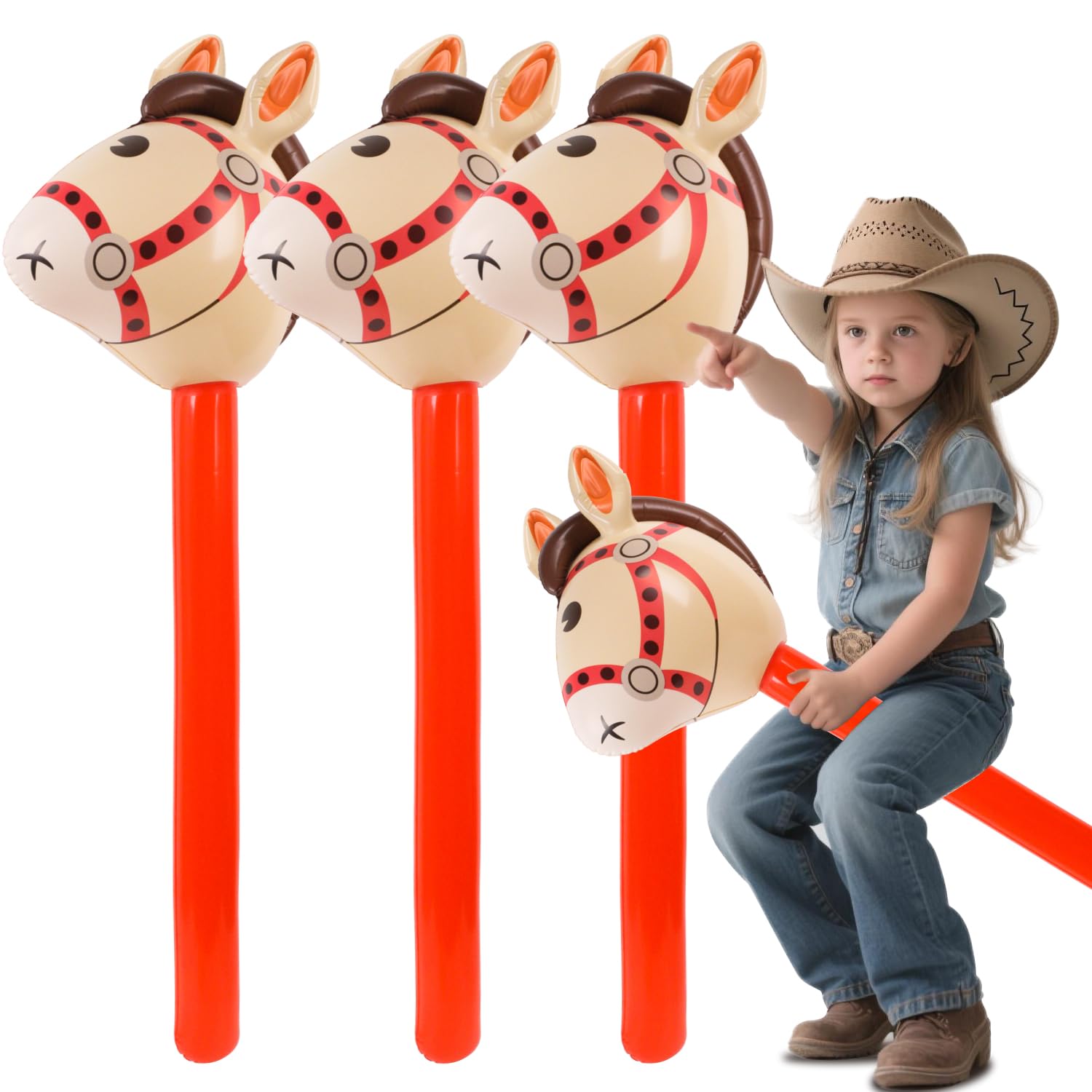 RNHDLY Aufblasbares Steckenpferd (3er-Set)