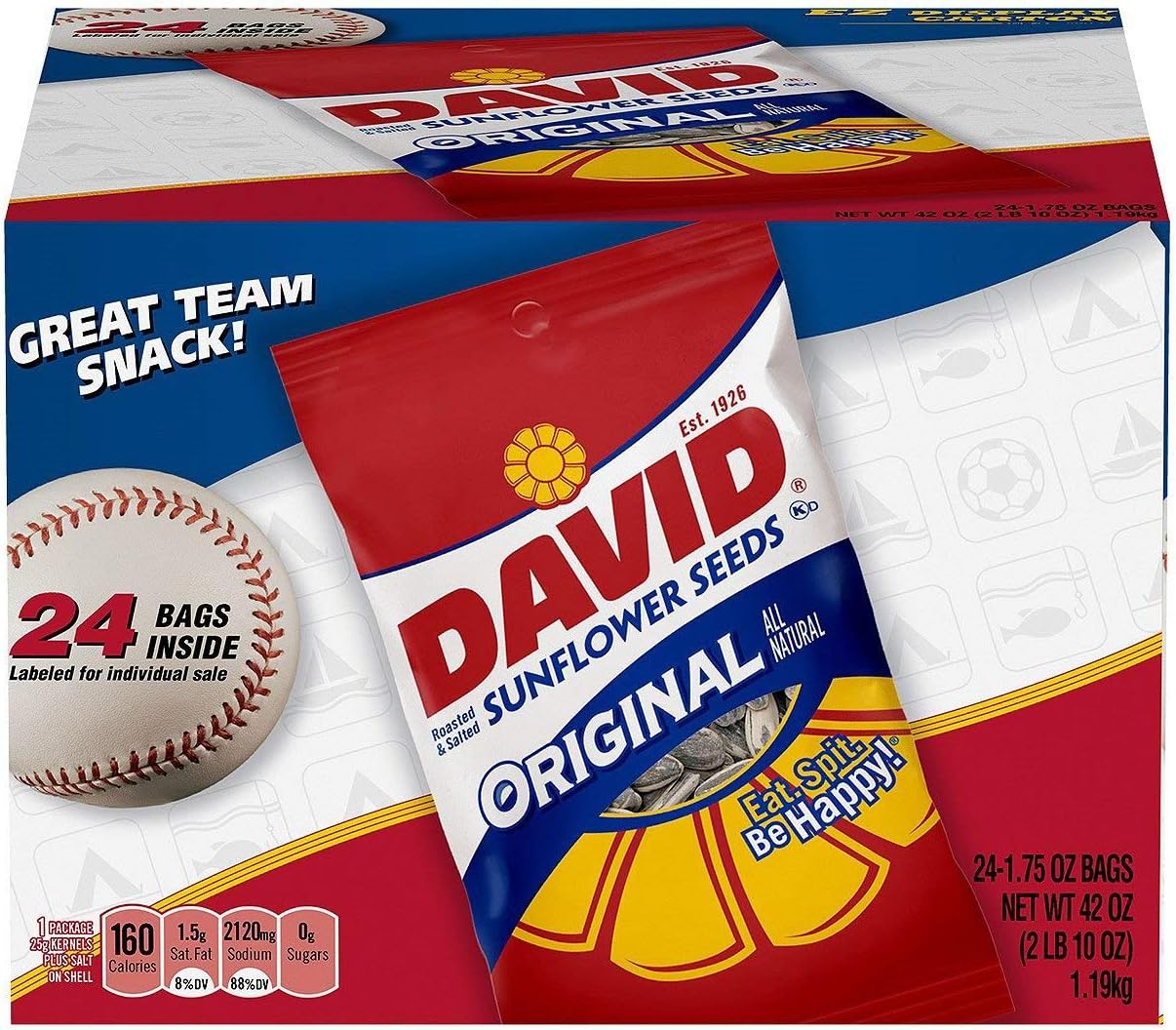 David Sunflower Seeds (1.75 oz., 24 ct.) - (Original from manufacturer - Bulk Discount available)