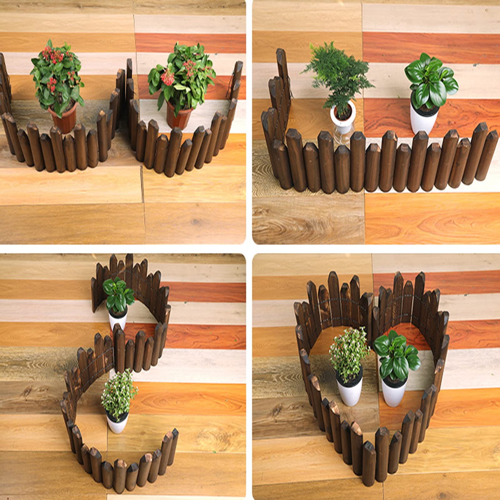 木製ガーデンフェンス 曲線デザイン Amazon.co.jp: ガーデン木製ショートフェンス、折り畳み式カーブ