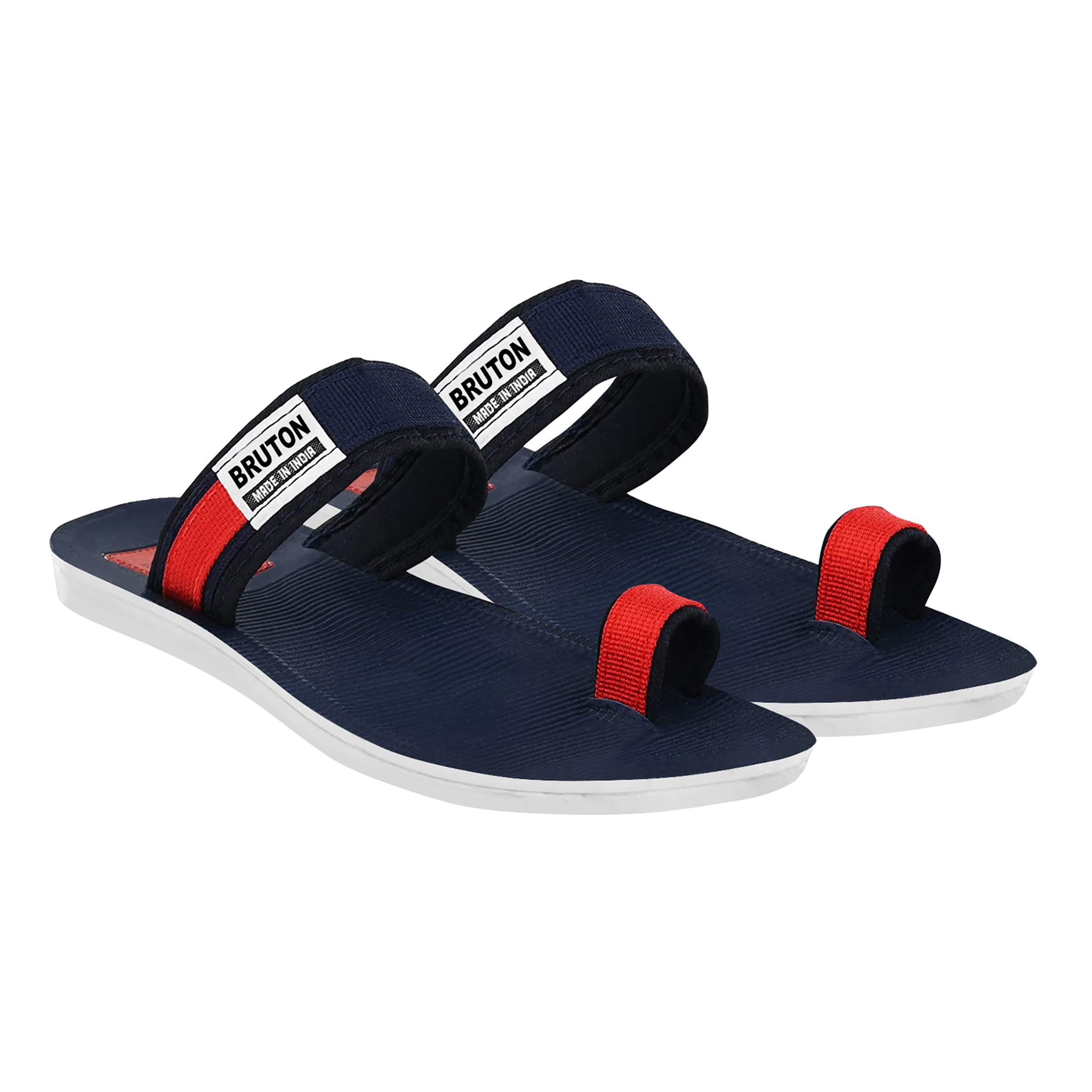BRUTON Stylish Eco Friendly PU Sole Sandals | Trendy Light Weight Slippers Slides for Men & Boys- Size : 7 Blue-Red (B0CZ6GMHKT) Amazon Price History, Amazon Price Tracker