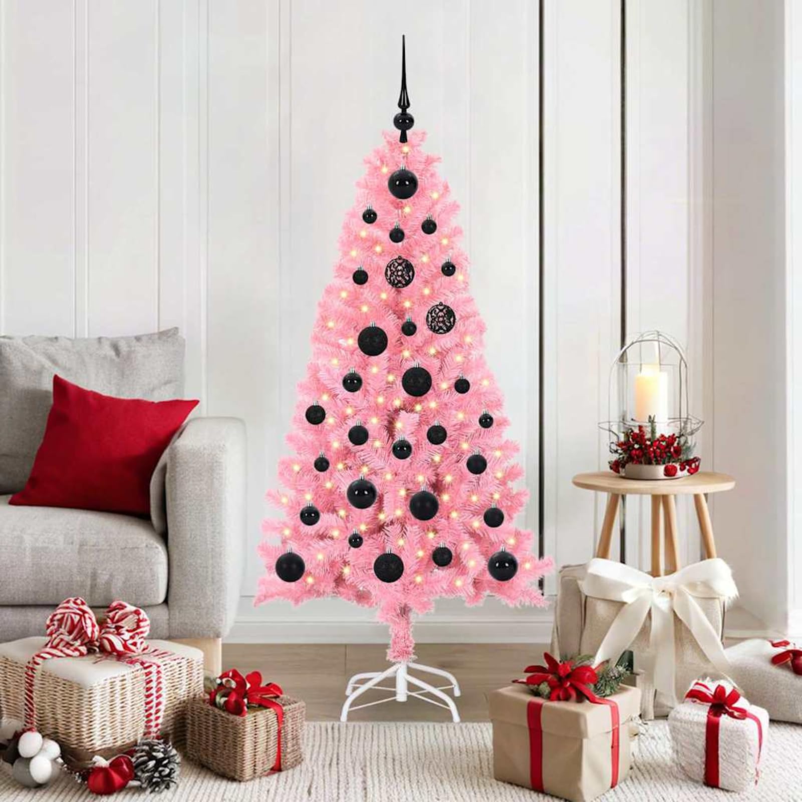Gecheer Albero di Natale LED Rosa 150 cm, Illuminazione Flessibile, PVC, Decorazione Elegante per Interni ed Esterni