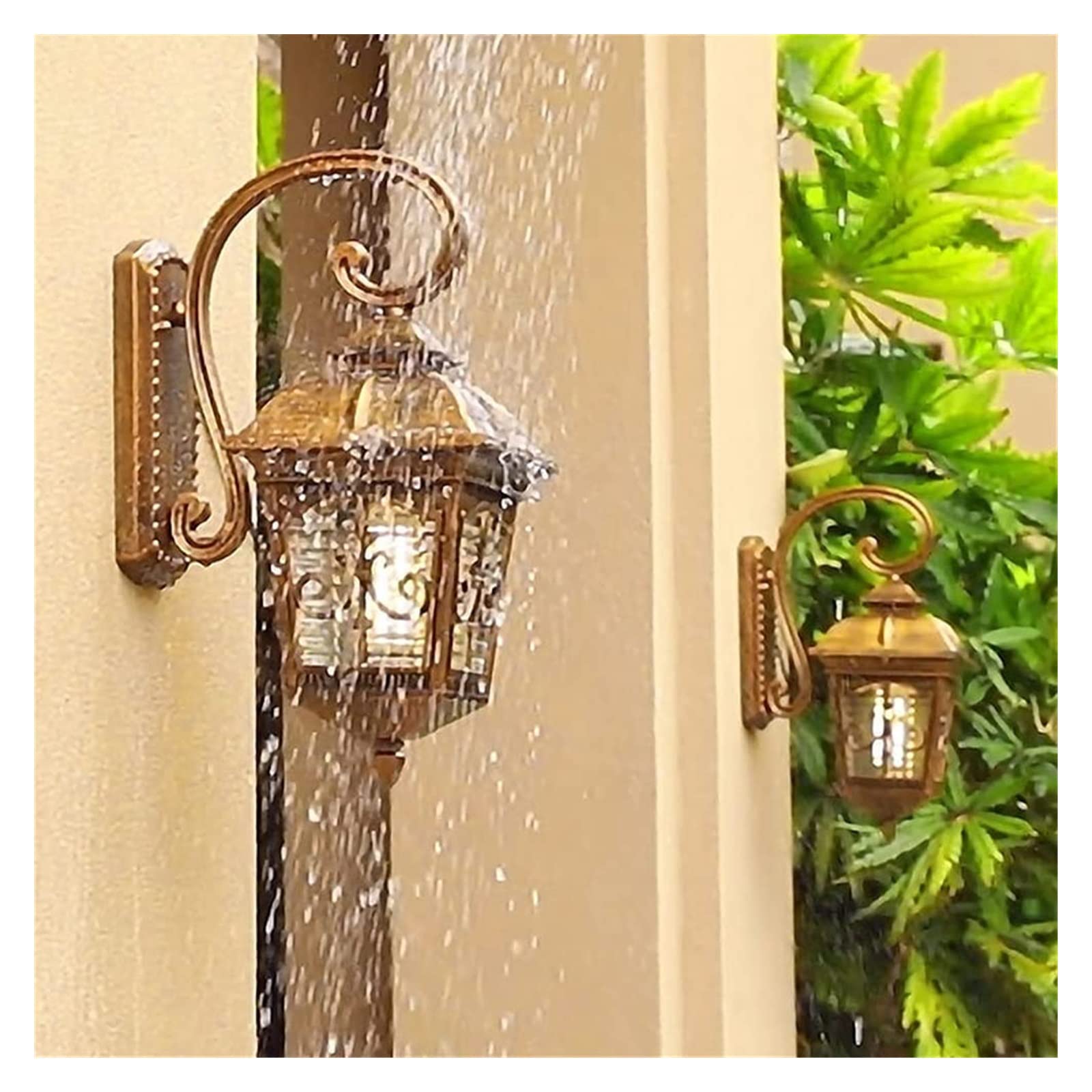 Lanterne de cour Applique murale en bronze huilé antique avec abat-jour en verre rayé 16,5 pouces Éclairage extérieur étanche Scocne E27 pour lampe de jardin, terrasse, porche Comfortable anniversary