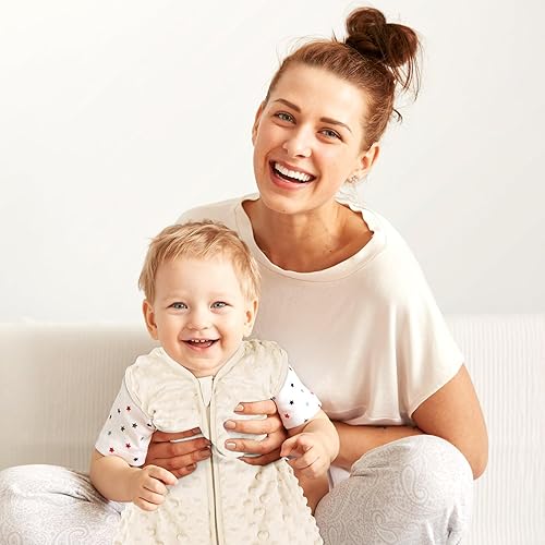 Miniatura 7 de Yoofoss TOG 1.5 - Saco de dormir de forro polar para bebé de 18 a 24 meses con puntos de felpa, manta para bebé con cremallera de 2 vías, saco de