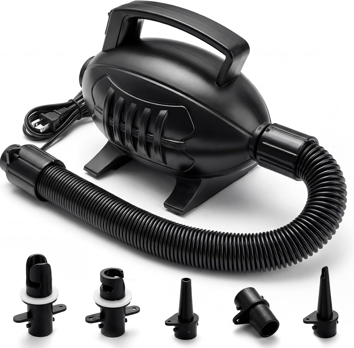 Electric Air Pump, 400W Quick-Fill Inflator/Deflator, 110–120V AC with 4 Nozzles, High-Pressure Fast Inflate for Air Mattress, Pool Floats, Rafts & Gymnastics Air Track, Overheat Protection