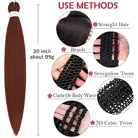 Alrence Pre Stretched Braiding Hair Long Braid 30 Inch 8 Packs Professional Braiding Hair Extensions Synthetic Crochet Twist Braids (30 Inch, 350)