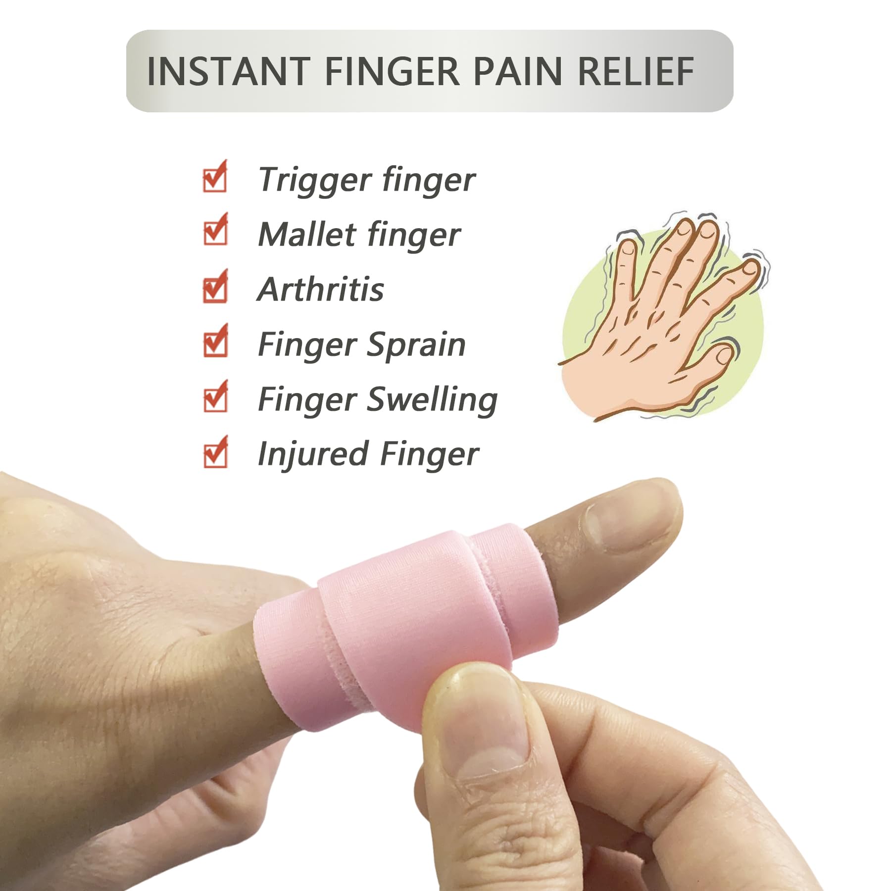 Jrery-KEY 9 Pcs Trigger Finger Braces, Lightweight Finger Splint Single Straps Kit, for Help Relieve Finger Pain - Gentle Finger Support for Arthritis/Injured Finger/Broken Finger