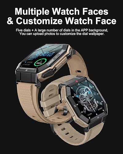 Miniatura 5 de LIGE Reloj inteligente militar para hombre con llamadas Bluetooth responderhacer llamadas reloj inteligente táctico HD de 185 pulgadas con monitor