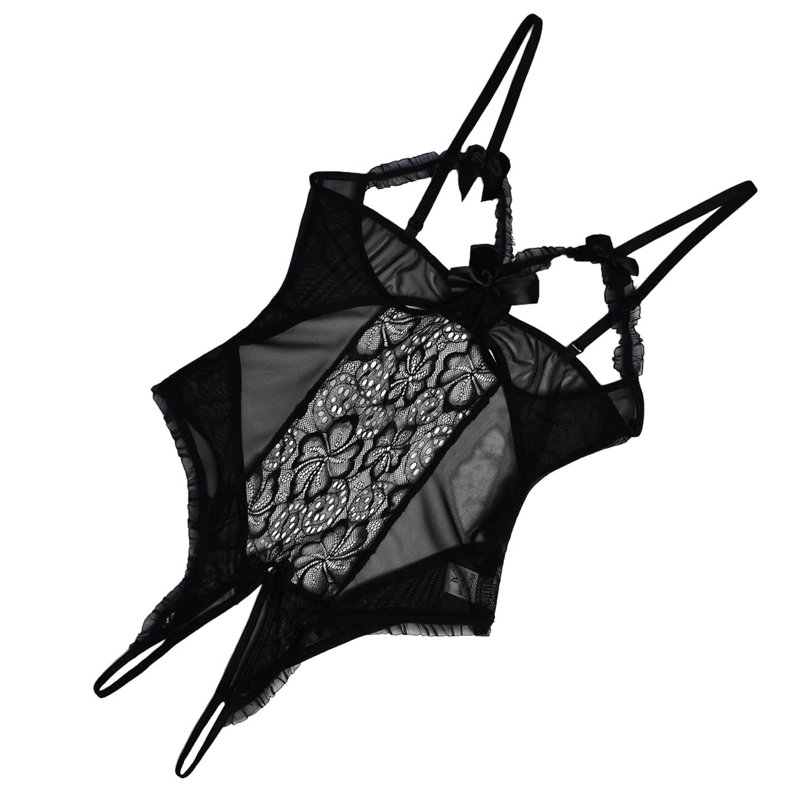 Lingerie for Women Sexy Teddy One-Piece Lace Babydoll Bodysuit Nightie Plus Size: Medium Black1-new