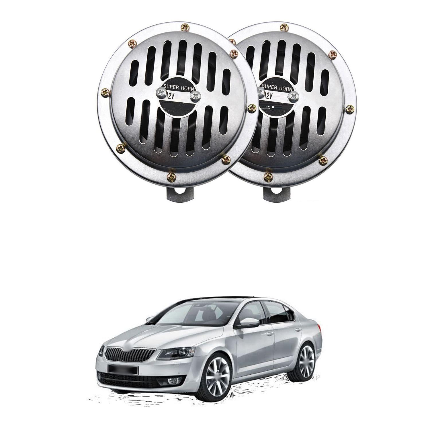 Lovmoto Small Universal Car Bike Horn Chrome Super truck Horn Air Horn Electric Horn Air Horn Red Waterproof Horn High Tone and Low Tone Horn with Metal Holder Car Horn Comfortable For Stree-r Rod