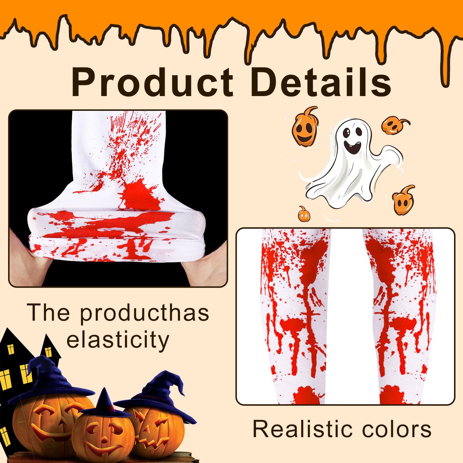 MICJLLT Halloween Blood Stained Tights for Women Uk,Day Of The Dead Tights Dress-Up Accessories Halloween Girls Costumes Nurse Bloody Socks,Zombie Tight Adults for Halloween Masquerade Cosplay - Image 3
