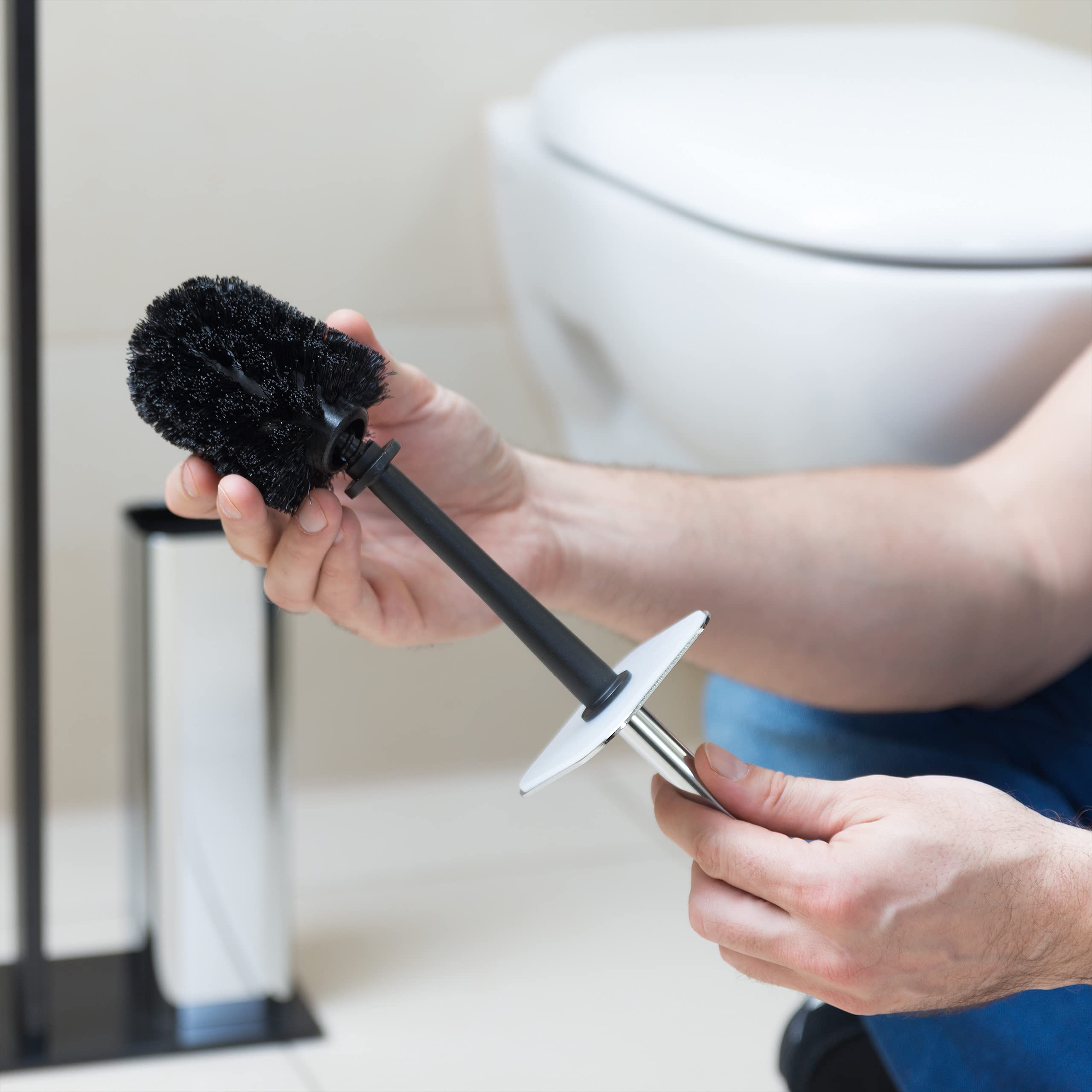 Relaxdays WC Bürstenkopf im 5er Set, lose Toilettenbürsten 9,5mm Gewinde, Ersatzbürstenkopf Durchmesser 7 cm, 2 Farben