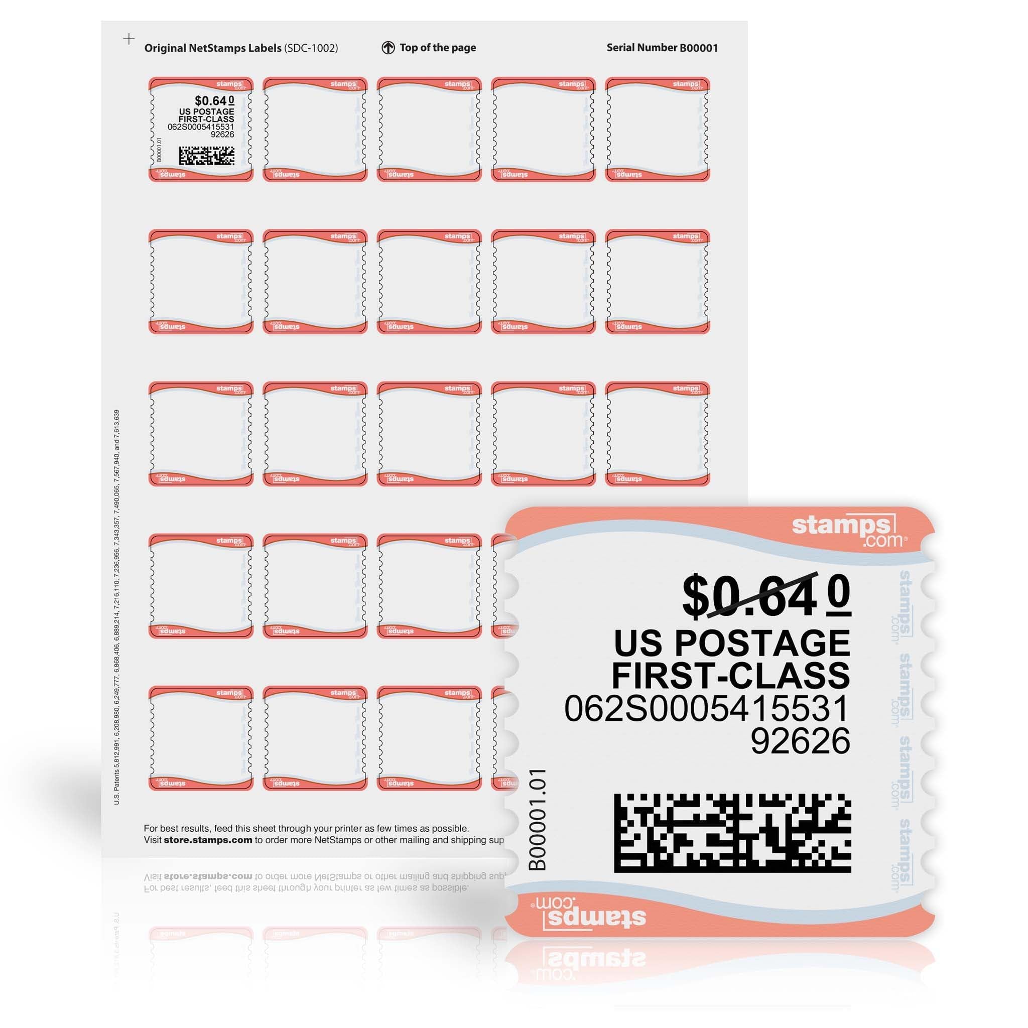 NetStamps Printable Shipping Stamps (Stamps.com Subscription Required) - Print Custom USPS Postage at Home - Compatible with Laser and Inkjet Printers - No Stamps