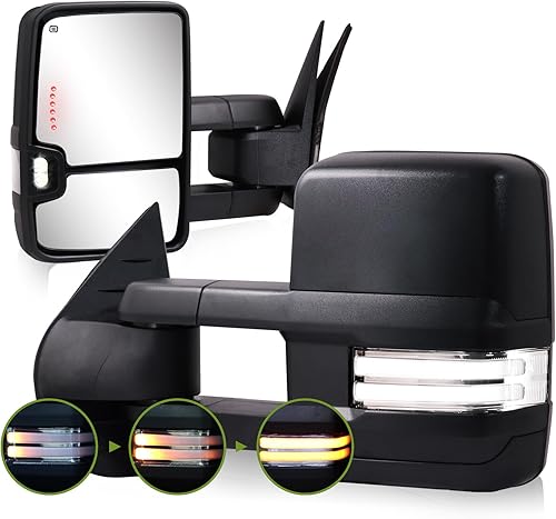 Switchback - Espejos de remolque para Chevy Silverado Suburban Avalanche Tahoe 2007-2014, espejo de remolque GMC Sierra Yukon con luz de señal