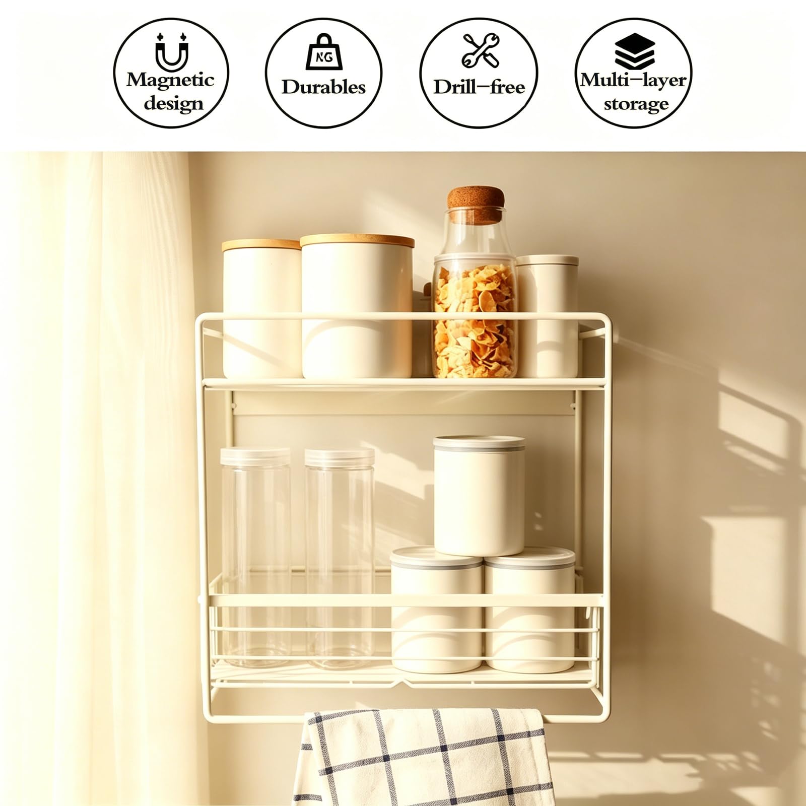Cesti Magnetici per Scaffali Contenitori,Portaspezie Magnetico Frigorifero,Scaffale Magnetico Frigorifero,Salvaspazio,Adatto per Riporre Condimenti da Cucina