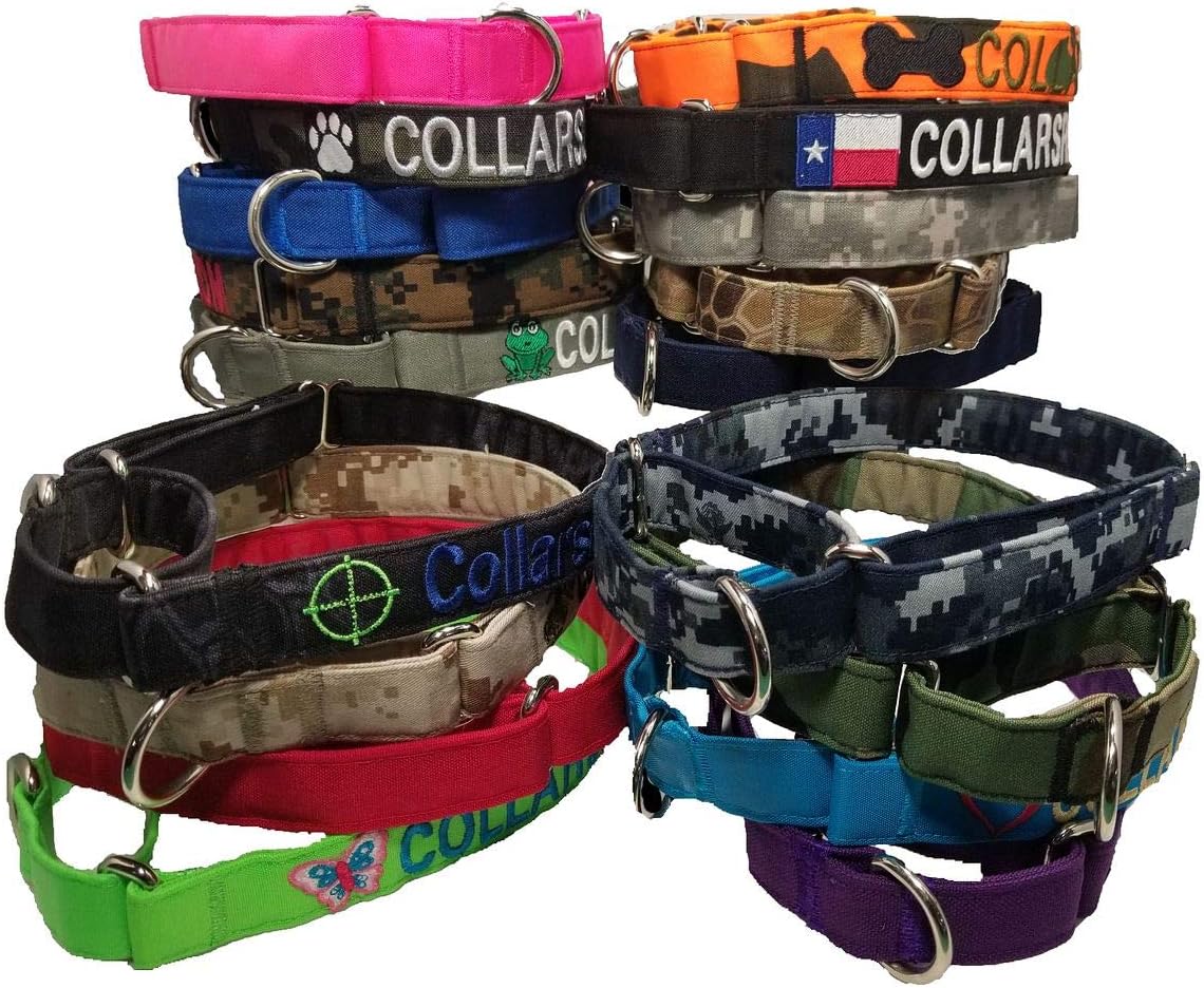 Customized 1″ Martingale Canine Collars with Textual content solely. Over 35 Camo/Stable Materials to Select from.