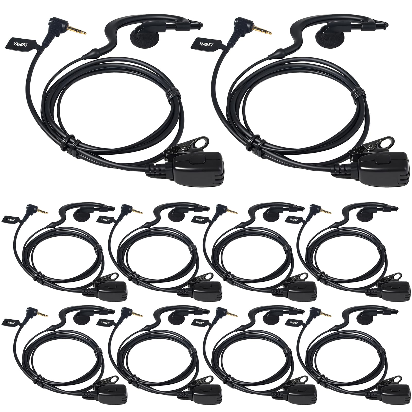 Funkgeräte Headset, G-förmiger Kopfhörer mit PTT-Mikrofon, Kompatibel mit Motorola Talkabout TLKR T62, T82, T82-Extreme, T92 H2O Walkie-Talkie (10er Set)