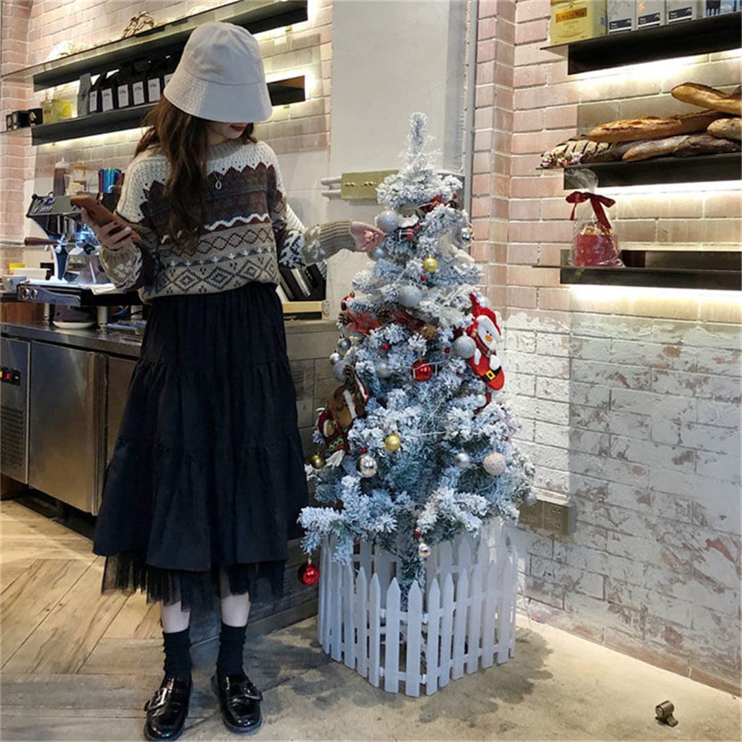 Gonne Lunghe in Tulle da Donna, gonne a Pieghe Elastiche a Vita Alta, gonne Lunghe Femminili Black M