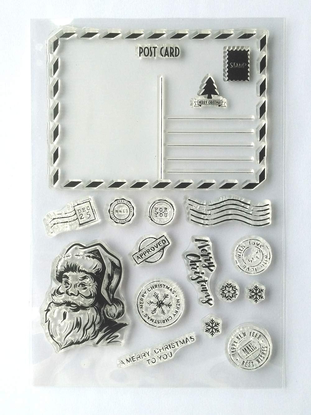 MaGuo Santa Claus Postcard Postage Clear Stamps for DIY Scrapbooking and Card Making Decoration